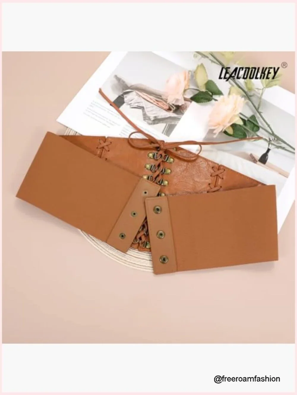 Wide Corset Belt with Lace-Up Front Vintage Elastic Waist Cincher for Dresses